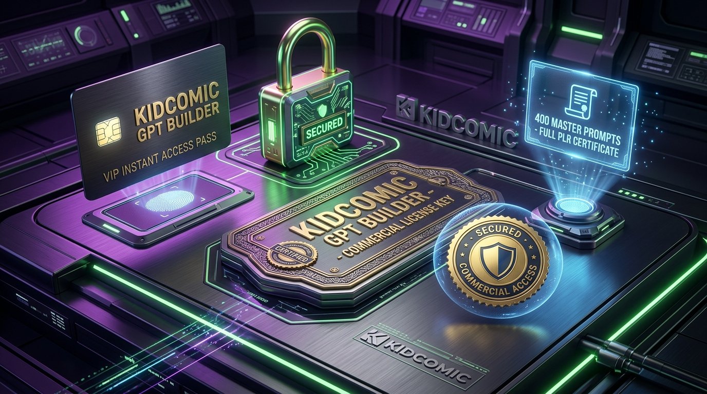 KidComic GPT Builder member area access pass, 400 prompt token, and commercial license key